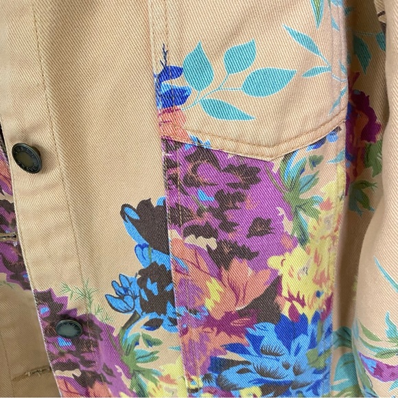 Susan Graver Yellow Floral Denim Jacket Relaxed Fit size M - Great Condition - Picture 3 of 4